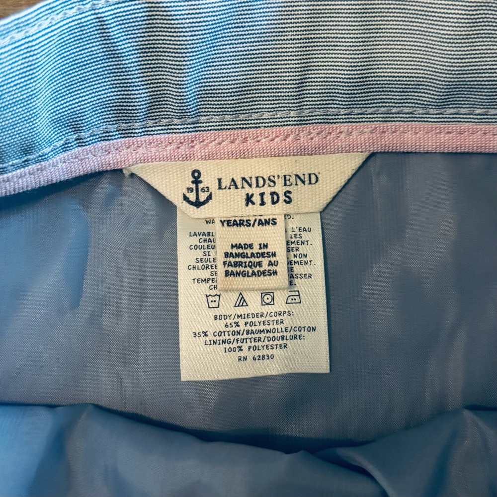 Lands End Kids Blue White Striped A-Line Adjustable Waist Lined Skirt, 12 Girls - Picture 6 of 8